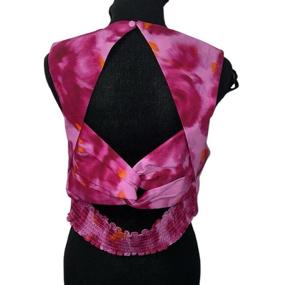 Sachin + Babi Abstract Print Pink Cropped Sleeveless Top(Size 10) - Picture 2 of 8
